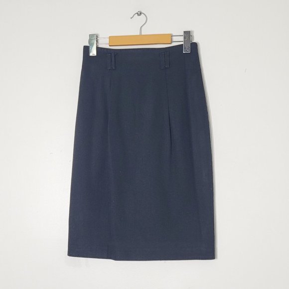 Vintage Dresses & Skirts - Les Belles Garconnes Vintage Classic Midi Skirt Black Casual Zip Womens Lined